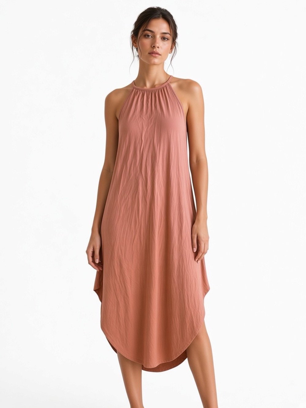 Double Zero Dusty Rose High Neck Midi Maxi Dress Medium